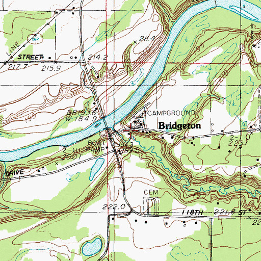 Topographic Map of Bridgeton, MI