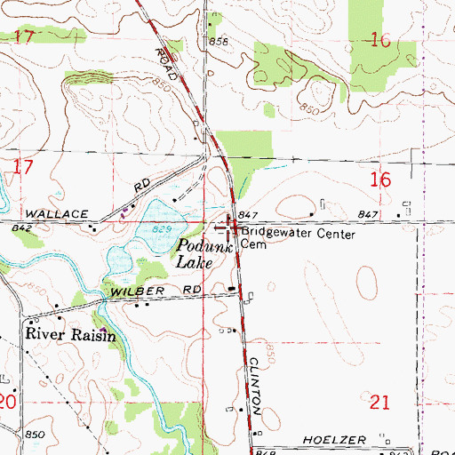Topographic Map of Bridgewater Center Cemetery, MI