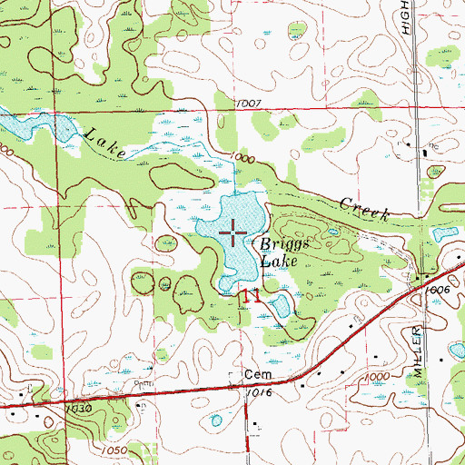 Topographic Map of Briggs Lake, MI