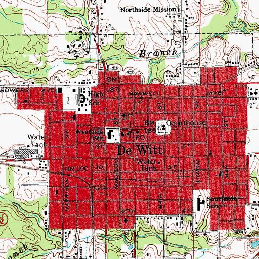 Topographic Map of First United Methodist Church, AR