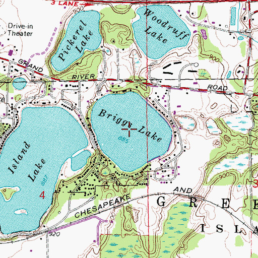 Topographic Map of Briggs Lake, MI