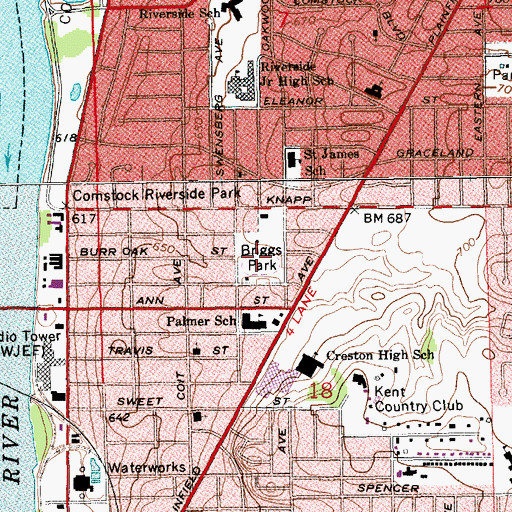 Topographic Map of Briggs Park, MI