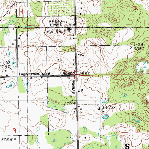 Topographic Map of Briggs School, MI