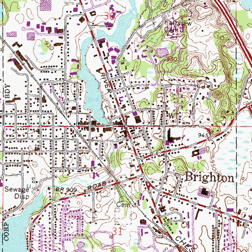 Topographic Map of Brighton, MI