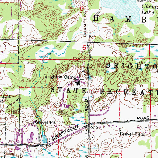 Topographic Map of Brighton Camp, MI