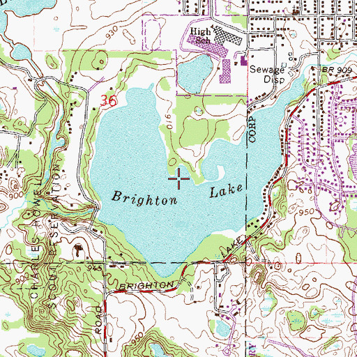 Topographic Map of Brighton Lake, MI