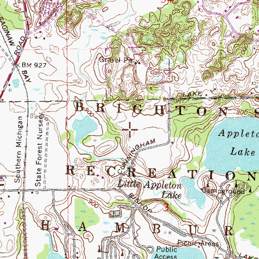 Topographic Map of Brighton State Recreation Area, MI