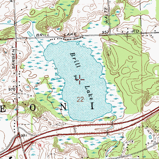 Topographic Map of Brill Lake, MI