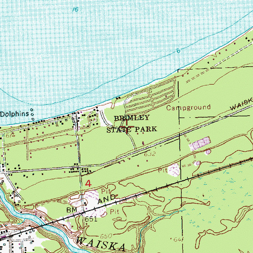 Topographic Map of Brimley State Park, MI