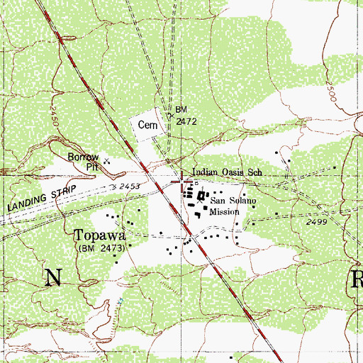 Topographic Map of Indian Oasis School, AZ