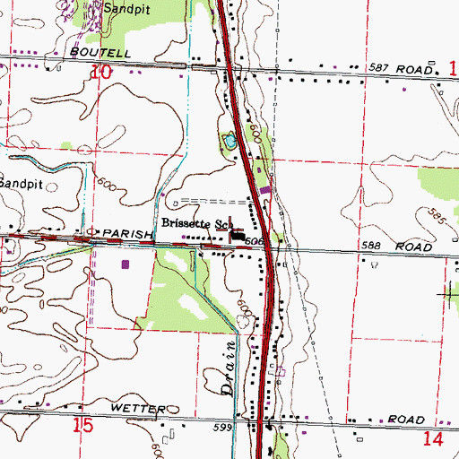 Topographic Map of Brissette School, MI