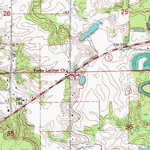 Topographic Map of Fork of LaGrue Cemetery, AR