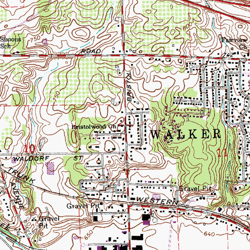 Topographic Map of Bristolwood Church, MI