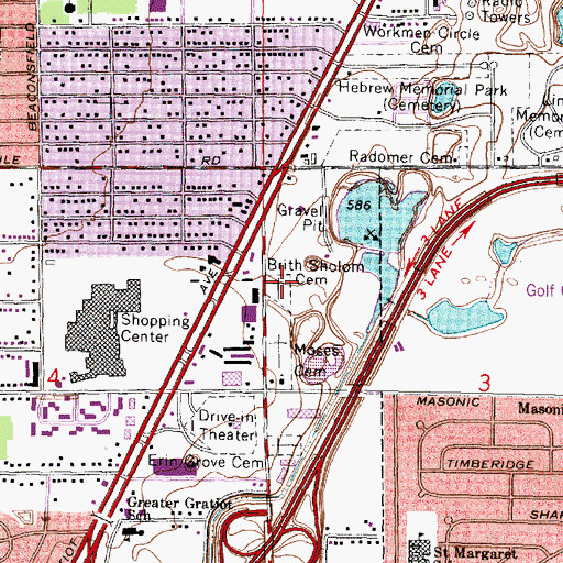 Topographic Map of Brith Sholom Cemetery, MI