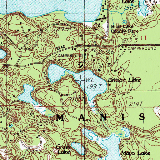 Topographic Map of Britton Lake, MI