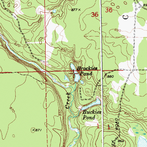 Topographic Map of Brockies Pond, MI