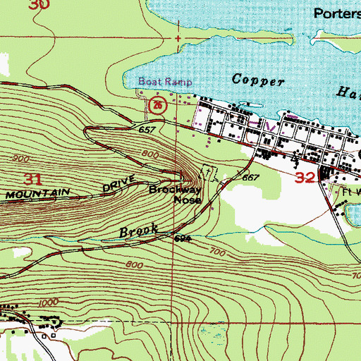 Topographic Map of Brockway Nose, MI