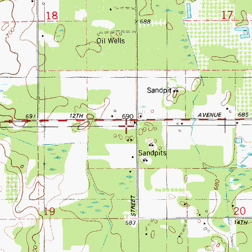 Topographic Map of Bronson School, MI