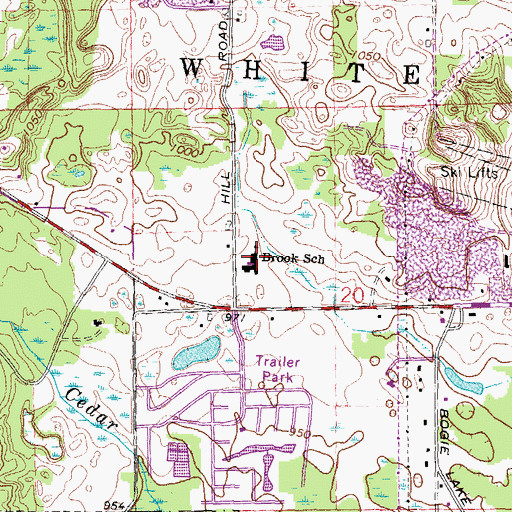 Topographic Map of Brook School, MI