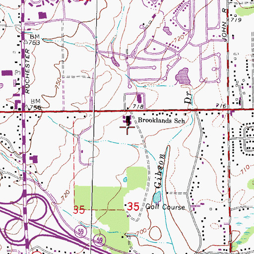 Topographic Map of Brooklands Elementary School, MI