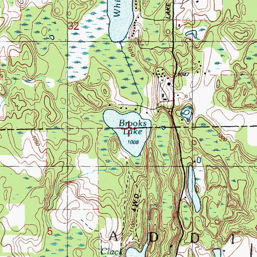 Topographic Map of Brooks Lake, MI