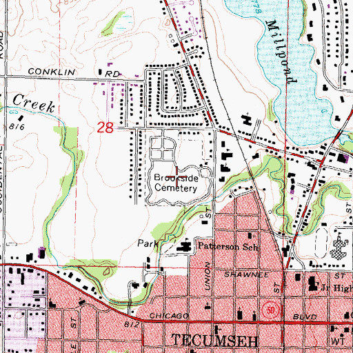 Topographic Map of Brookside Cemetery, MI