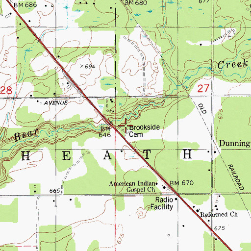 Topographic Map of Brookside Cemetery, MI
