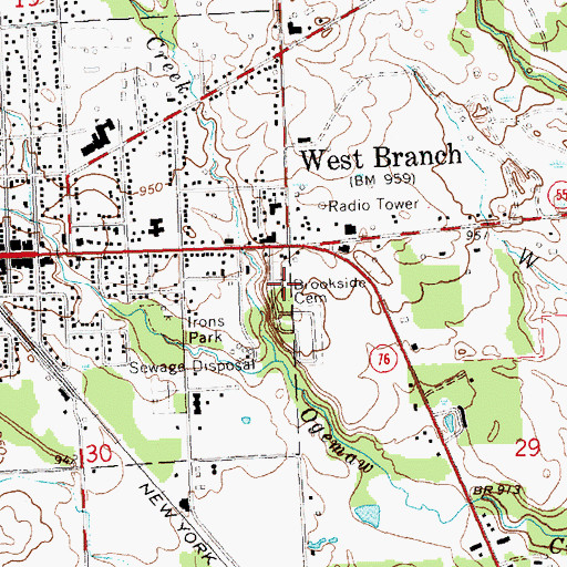 Topographic Map of Brookside Cemetery, MI