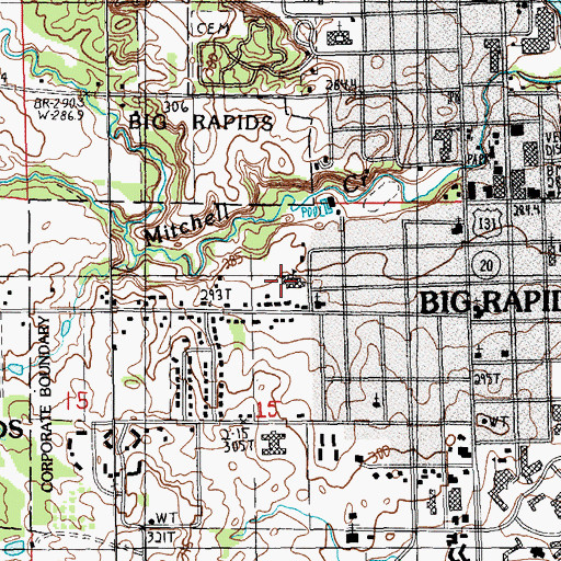 Topographic Map of Brookside School, MI
