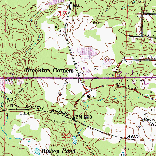 Topographic Map of Brookton Corners, MI