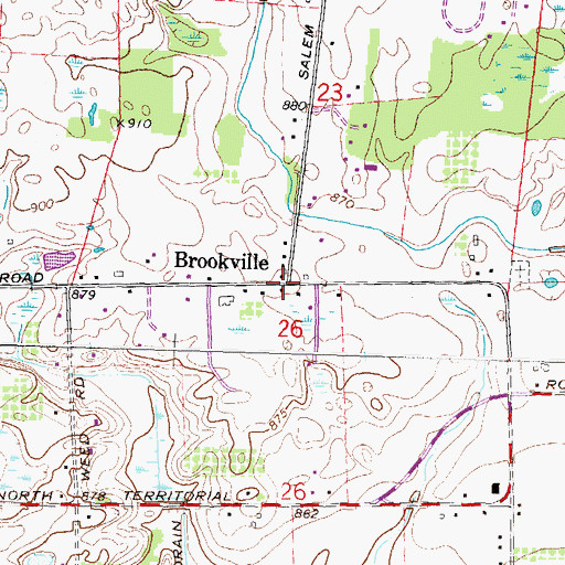 Topographic Map of Brookville, MI