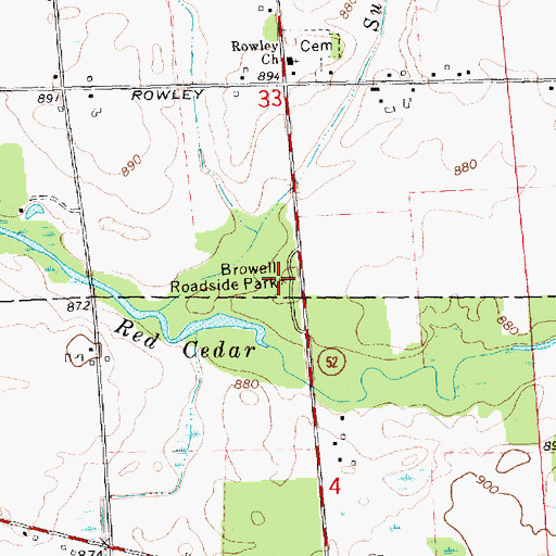 Topographic Map of Browell Roadside Park, MI