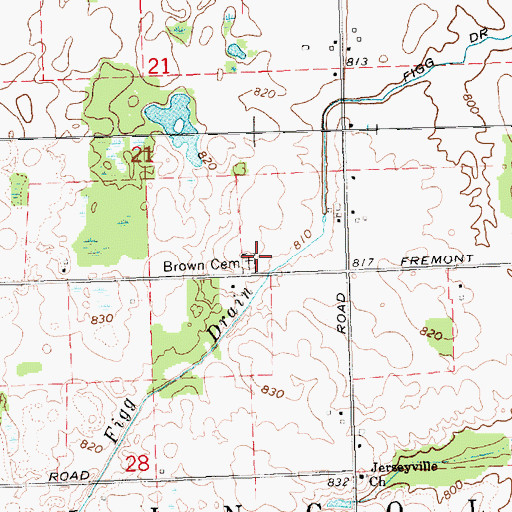 Topographic Map of Brown Cemetery, MI
