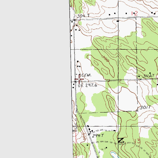 Topographic Map of Brown Cemetery, MI