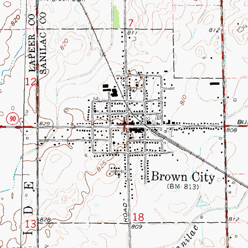 Topographic Map of Brown City, MI