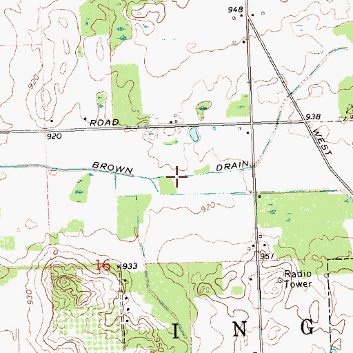 Topographic Map of Brown Drain, MI