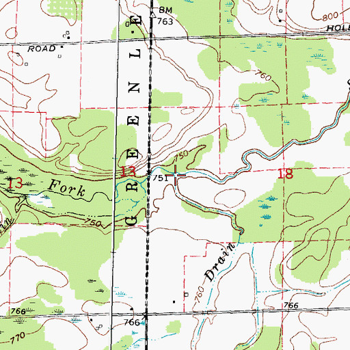 Topographic Map of Brown Drain, MI