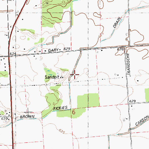 Topographic Map of Brown Fickies Drain, MI