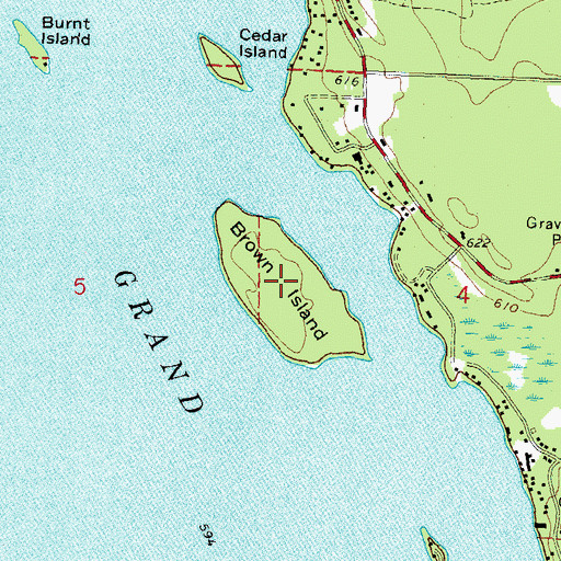 Topographic Map of Brown Island, MI