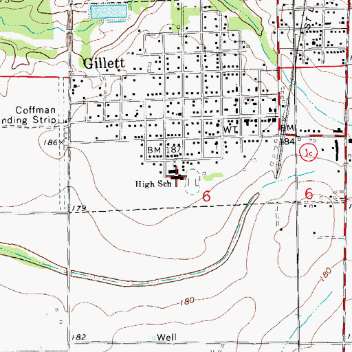 Topographic Map of Gillett Elementary School, AR