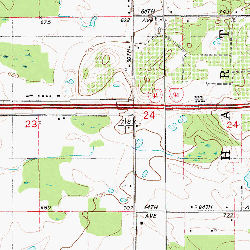 Topographic Map of Brown School, MI