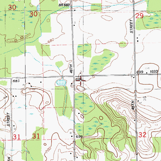 Topographic Map of Brown School, MI