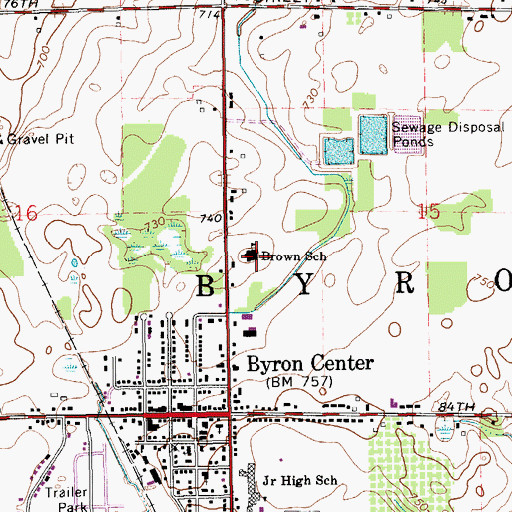 Topographic Map of Brown School, MI
