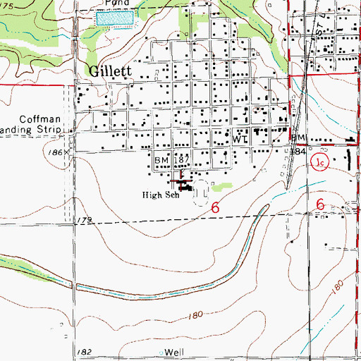 Topographic Map of Gillett High School, AR