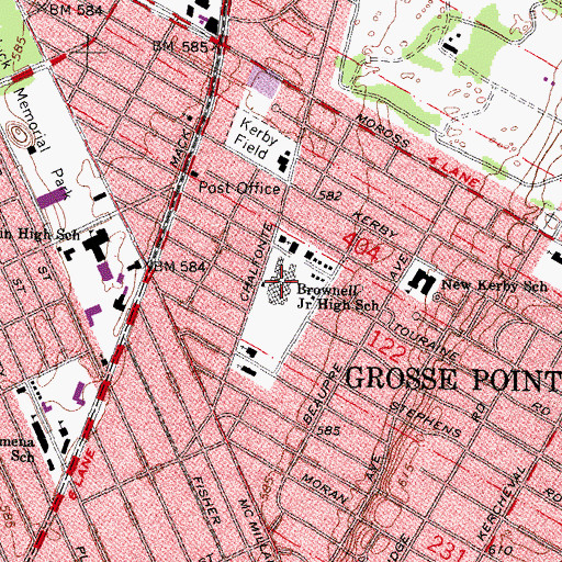 Topographic Map of Brownell Junior High School, MI