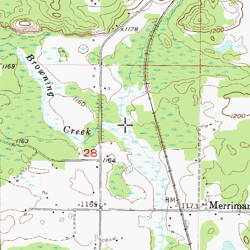 Topographic Map of Browning Creek, MI