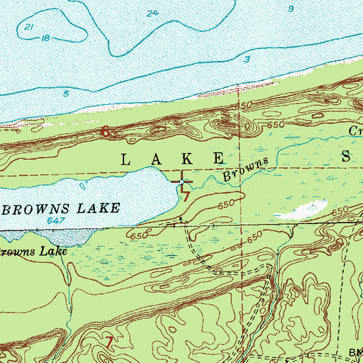Topographic Map of Browns Creek, MI