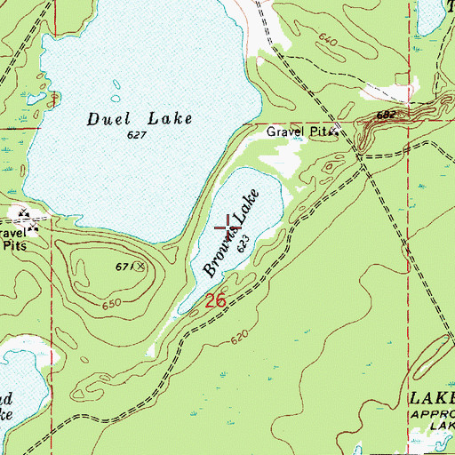 Topographic Map of Browns Lake, MI
