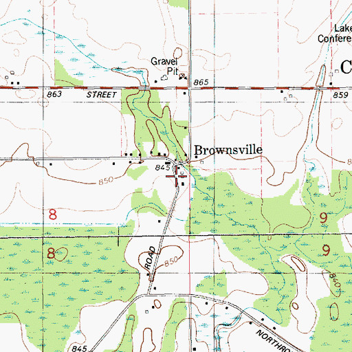 Topographic Map of Brownsville, MI