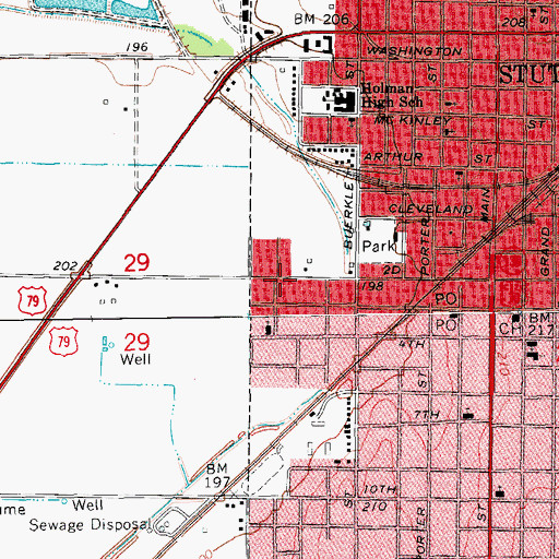 Topographic Map of Grand Prairie Christian Academy, AR